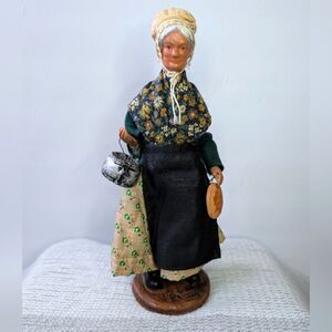 Terra Cotta Clay Doll Figure Old Woman French Peasant